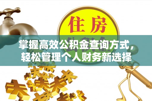 辉县掌握高效公积金查询方式，轻松管理个人财务新选择