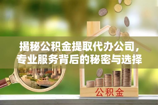辉县揭秘公积金提取代办公司，专业服务背后的秘密与选择指南